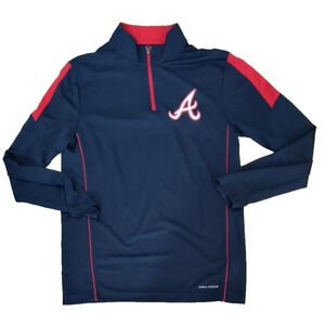 Majestic COOL BASE MEN Medium MLB Atlanta Braves Quarter-Zip Light Pullover
